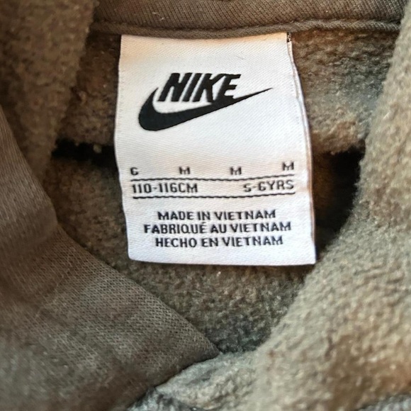 Hunter Green Nike Hoodie/ Camo Swoosh - Size M 5/6 Year- - Picture 3 of 4